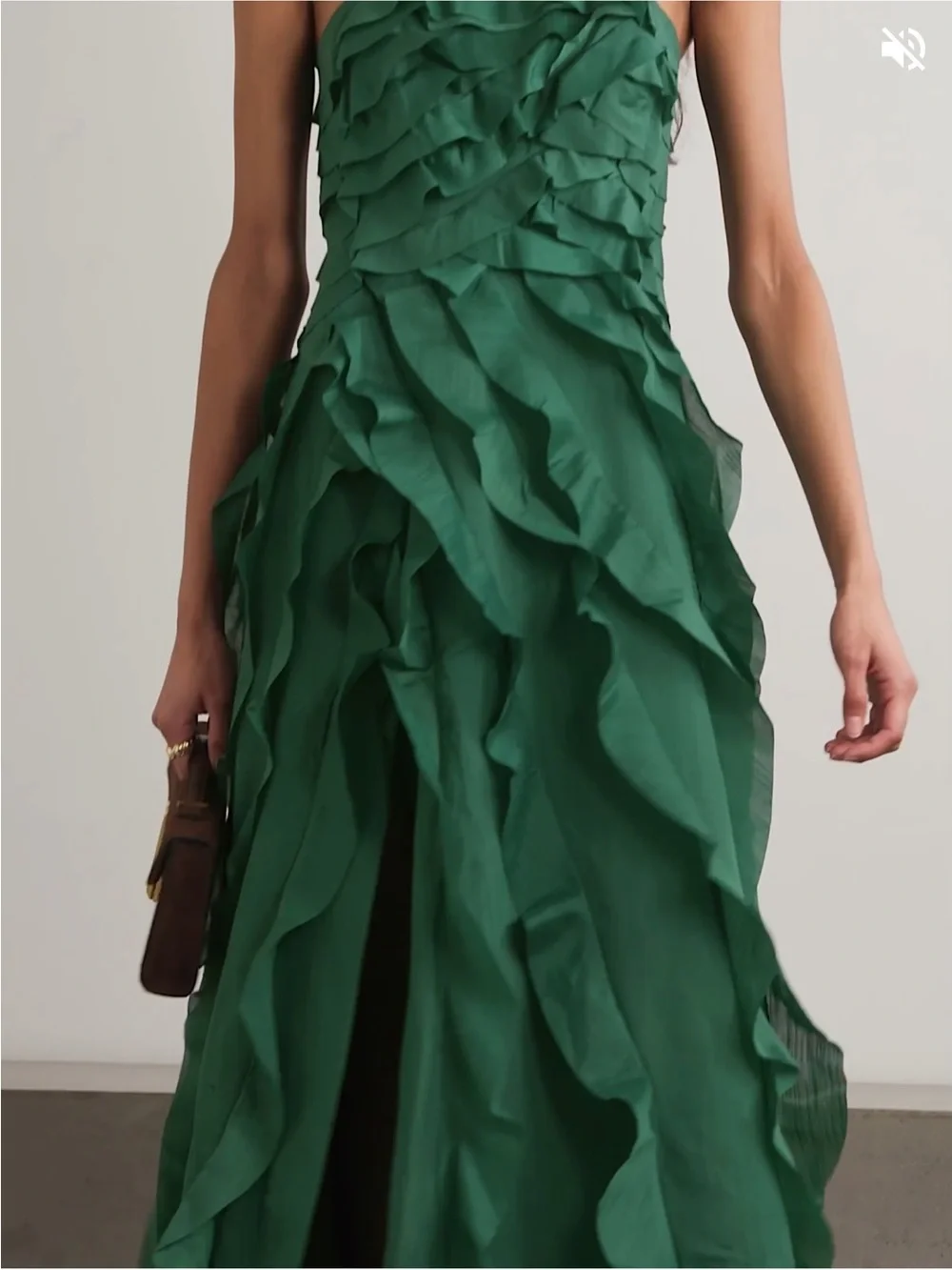 Aje Green Ruffled Strapless Evening Gown - Picture 5 of 5